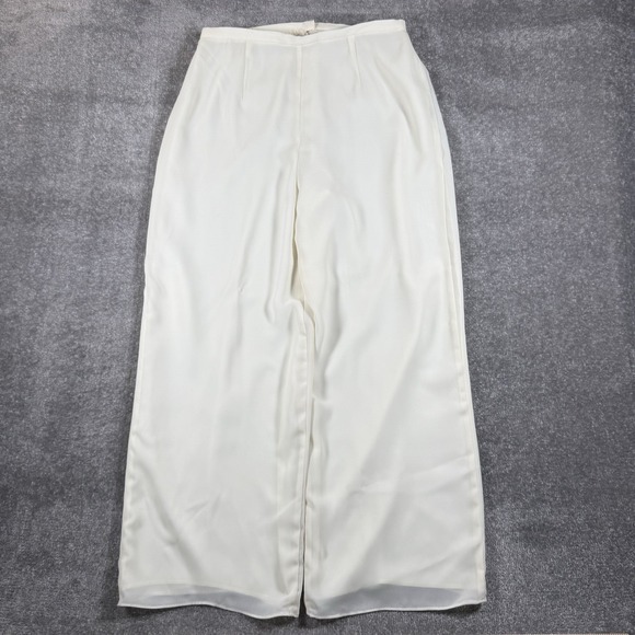 David Warren Pants - VTG David Warren Pants Women's 16 Ivory Lined Flowy Wide Leg High Rise Party